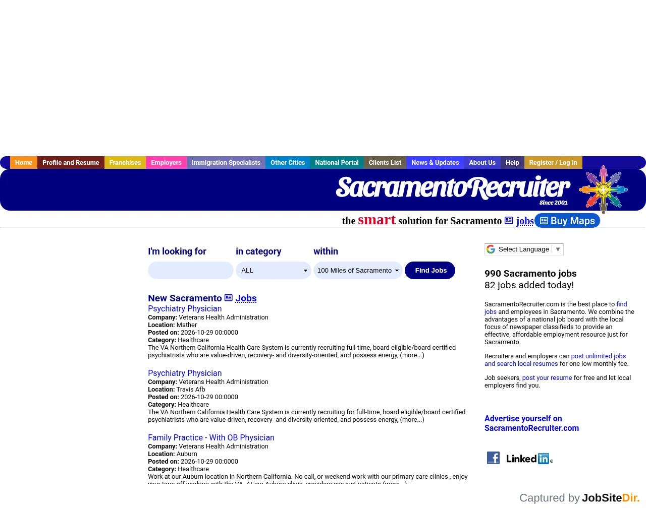 SacramentoRecruiter screenshot SacramentoRecruiter website screenshot