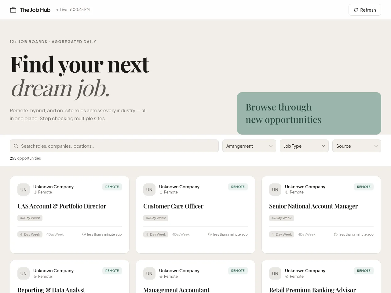 The Job Hub screenshot The Job Hub website screenshot