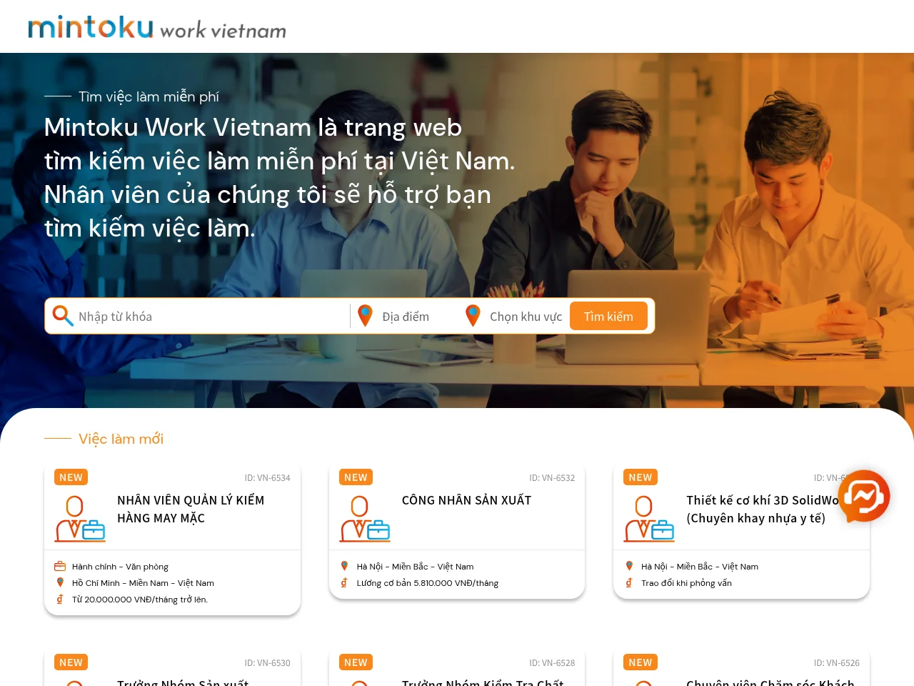 Mintoku Work Vietnam website screenshot