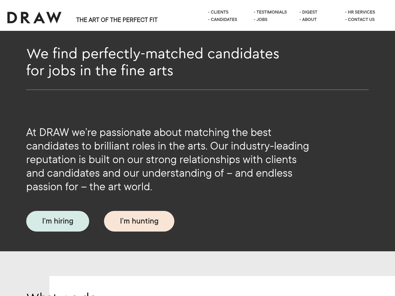 DRAW Recruitment website screenshot