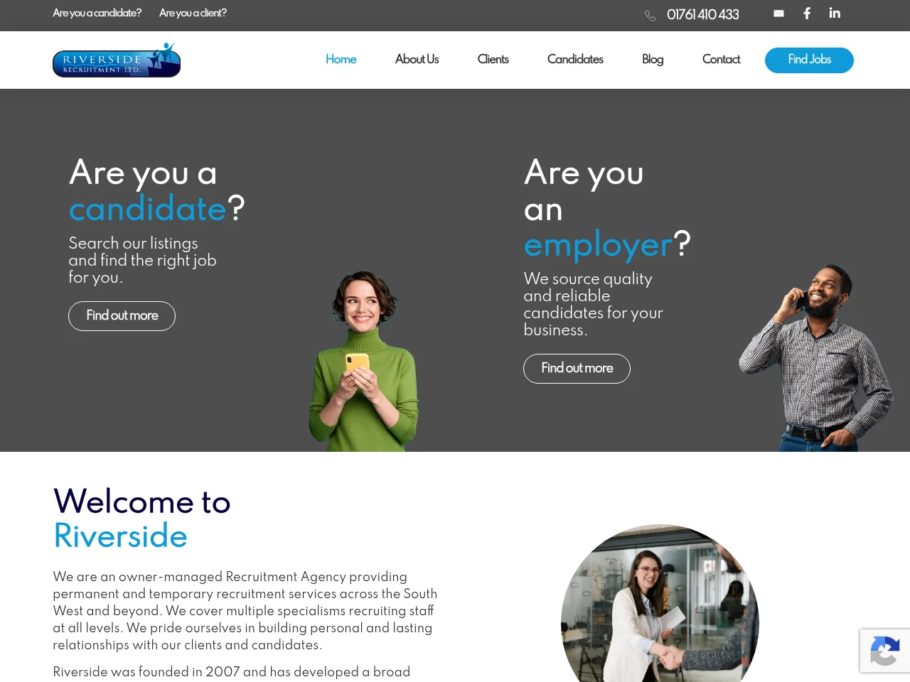 Riverside Recruitment website screenshot