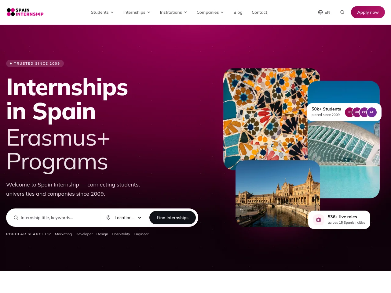 Spain Internship screenshot Spain Internship website screenshot