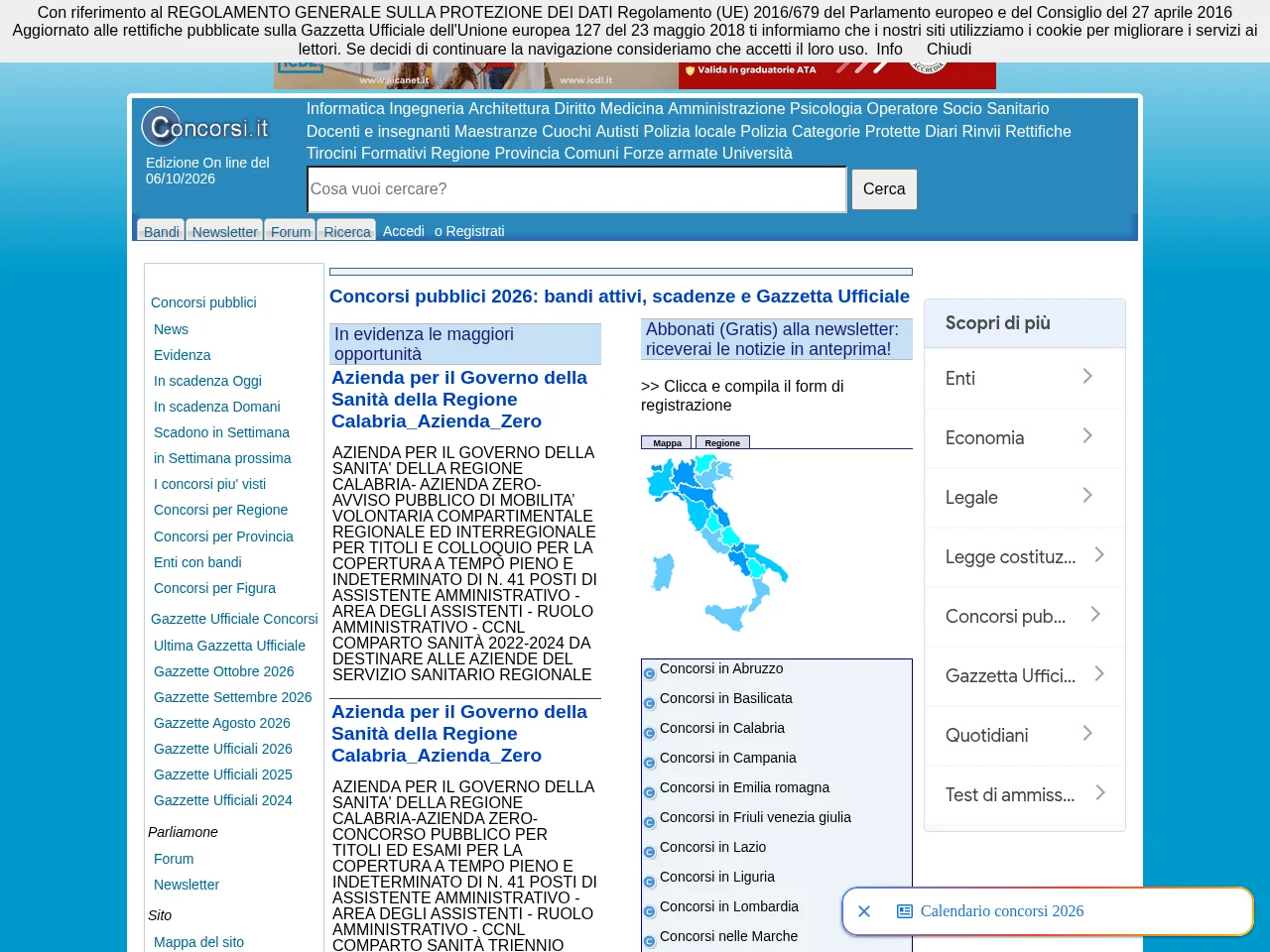 Concorsi screenshot Concorsi website screenshot