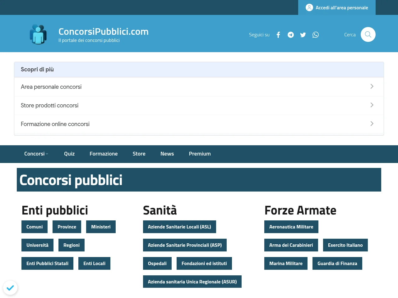 ConcorsiPubblici screenshot ConcorsiPubblici website screenshot