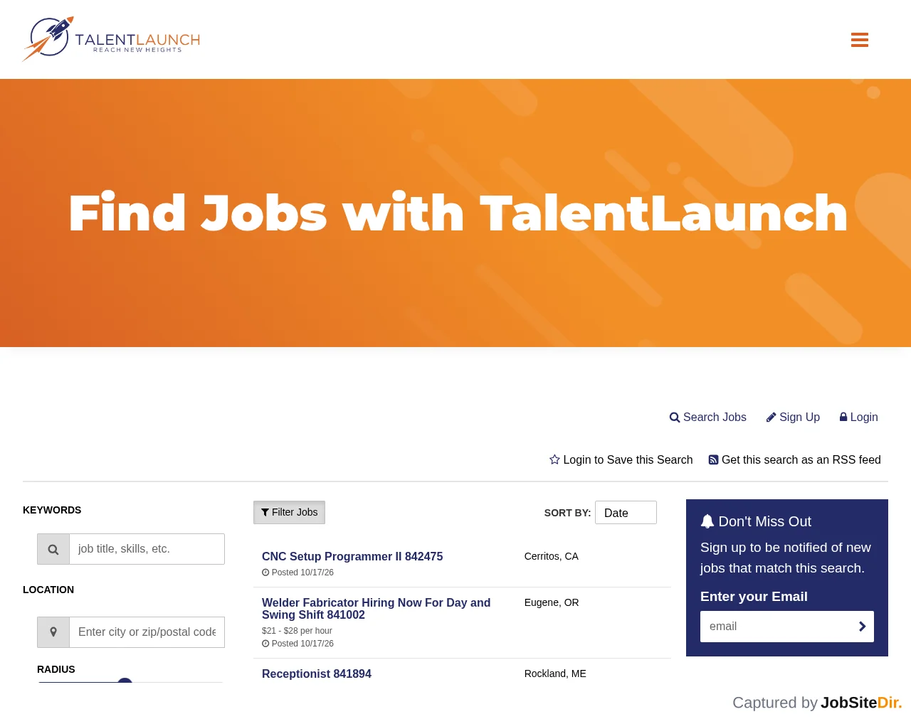 TalentLaunch Network website screenshot