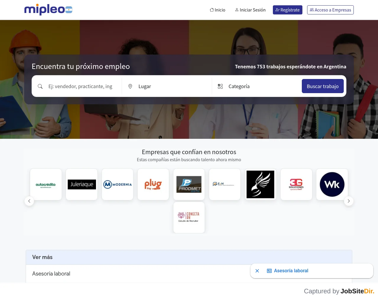 Mipleo Argentina website screenshot