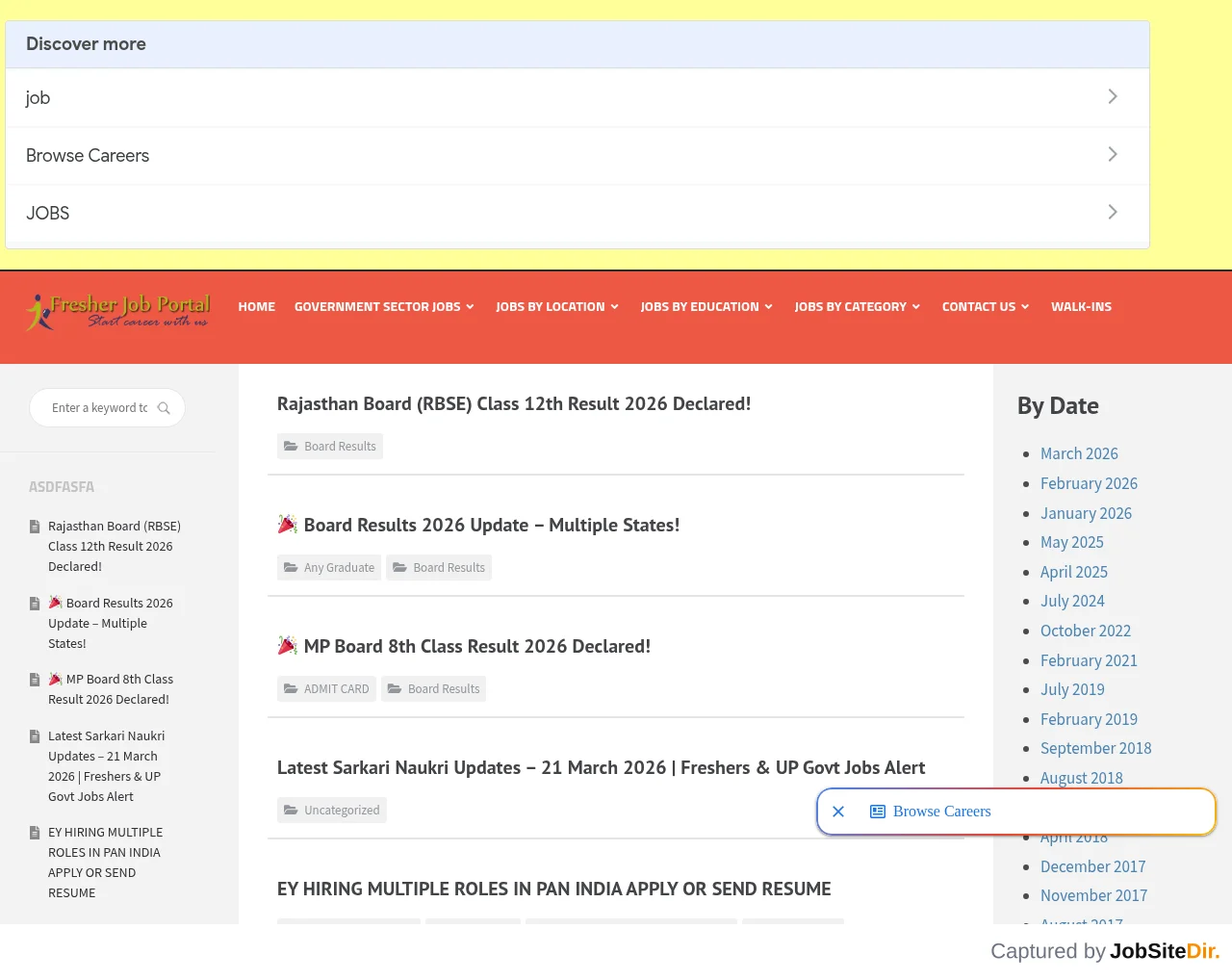 Fresher Job Portal screenshot Fresher Job Portal website screenshot
