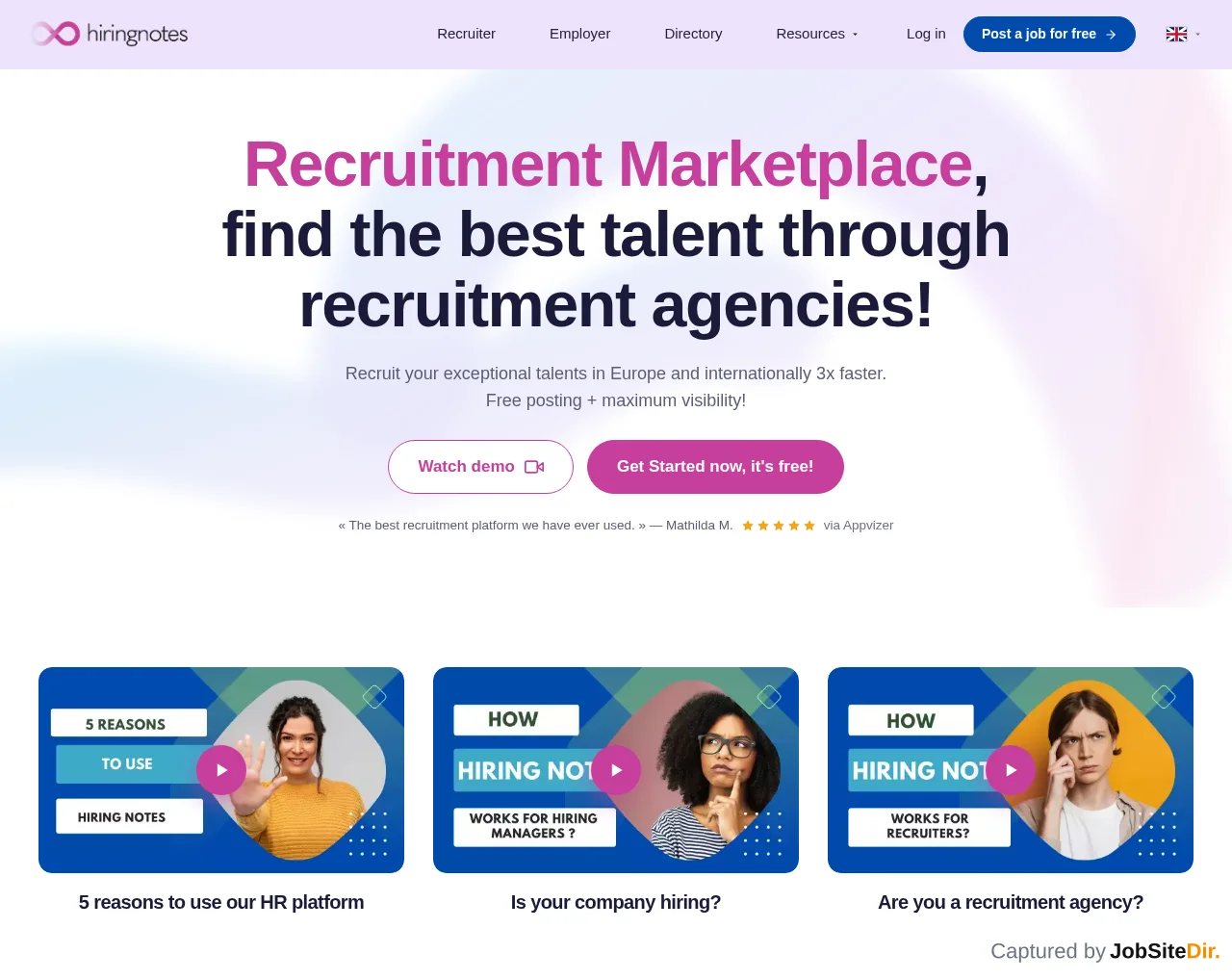 Hiring Notes screenshot Hiring Notes website screenshot