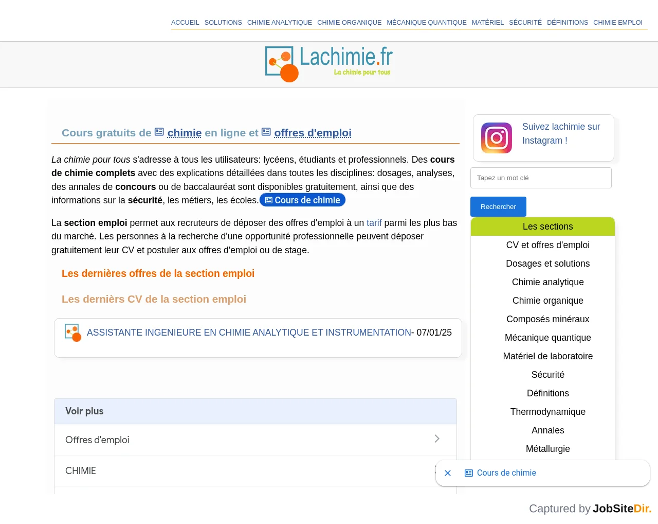 Lachimie website screenshot
