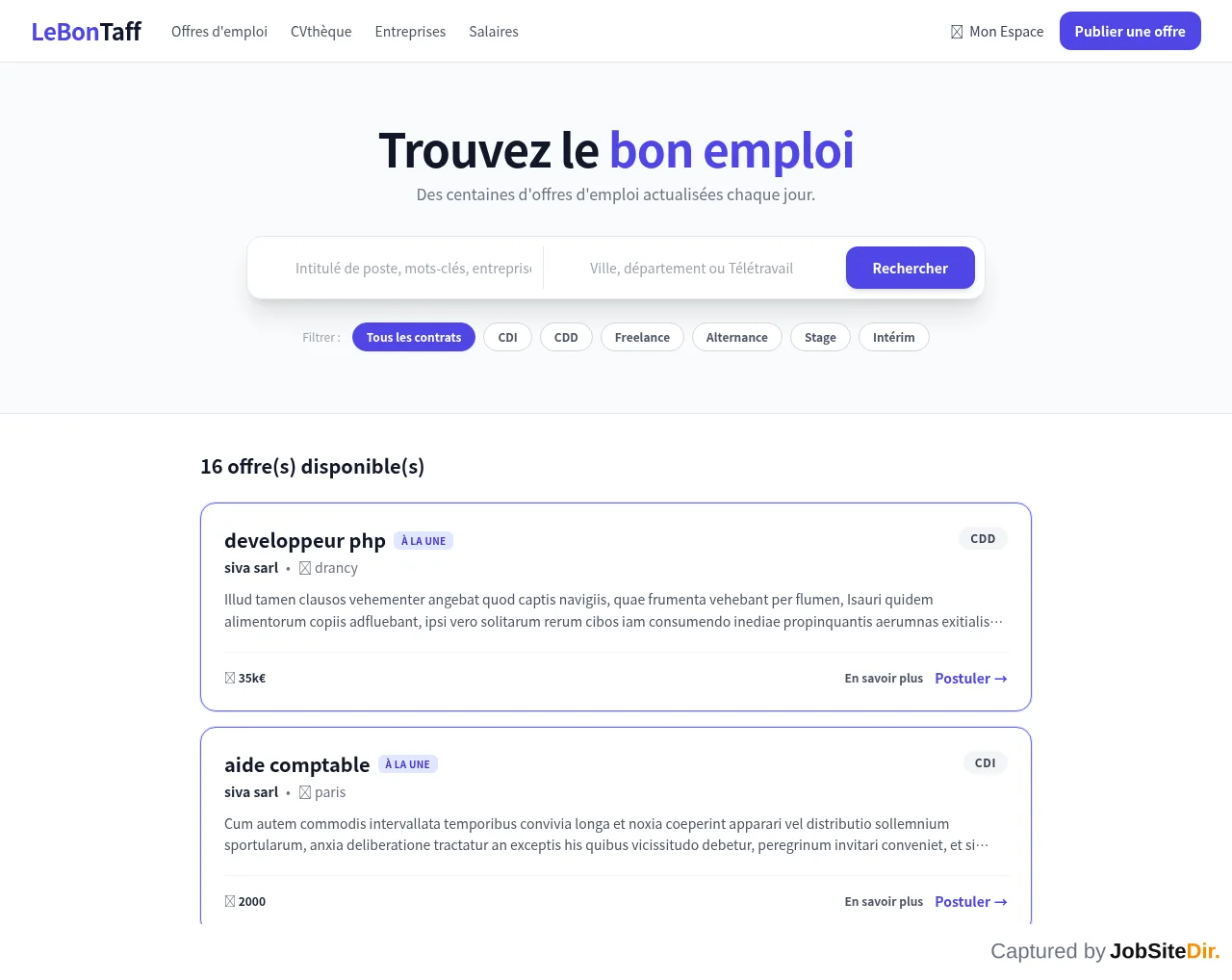 LeBonTaff website screenshot