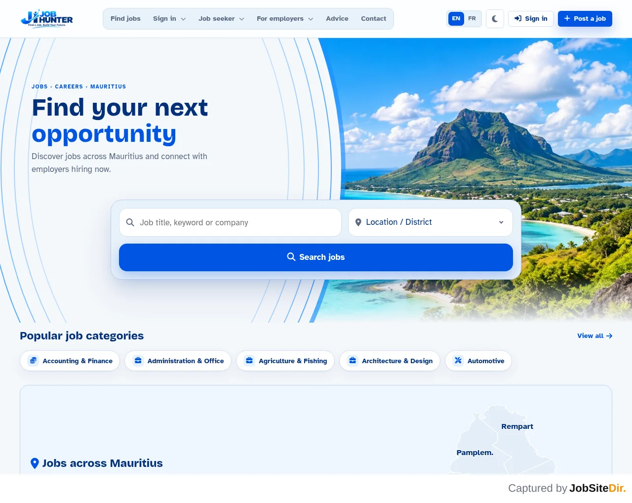 Job Hunter website screenshot