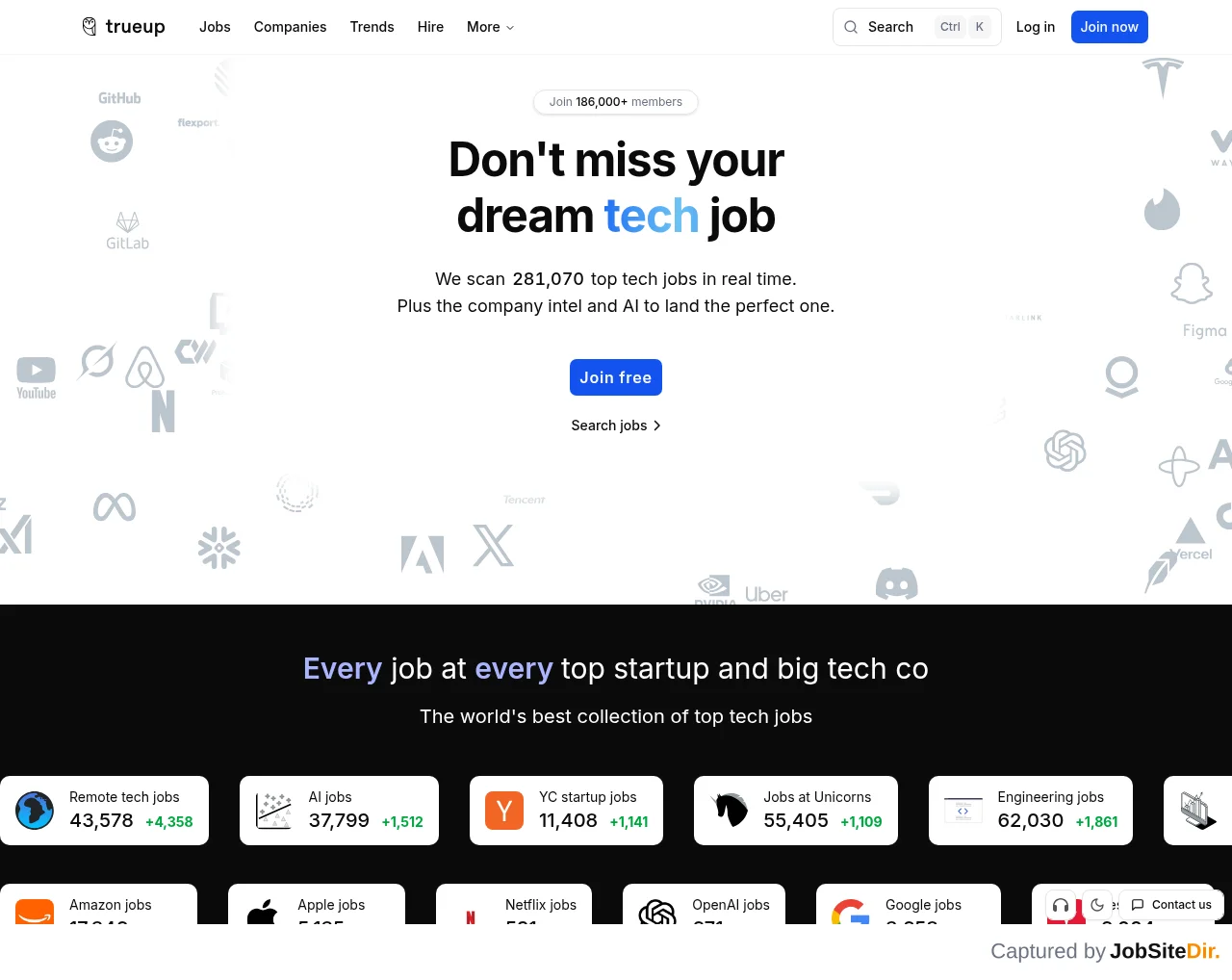 TrueUp website screenshot