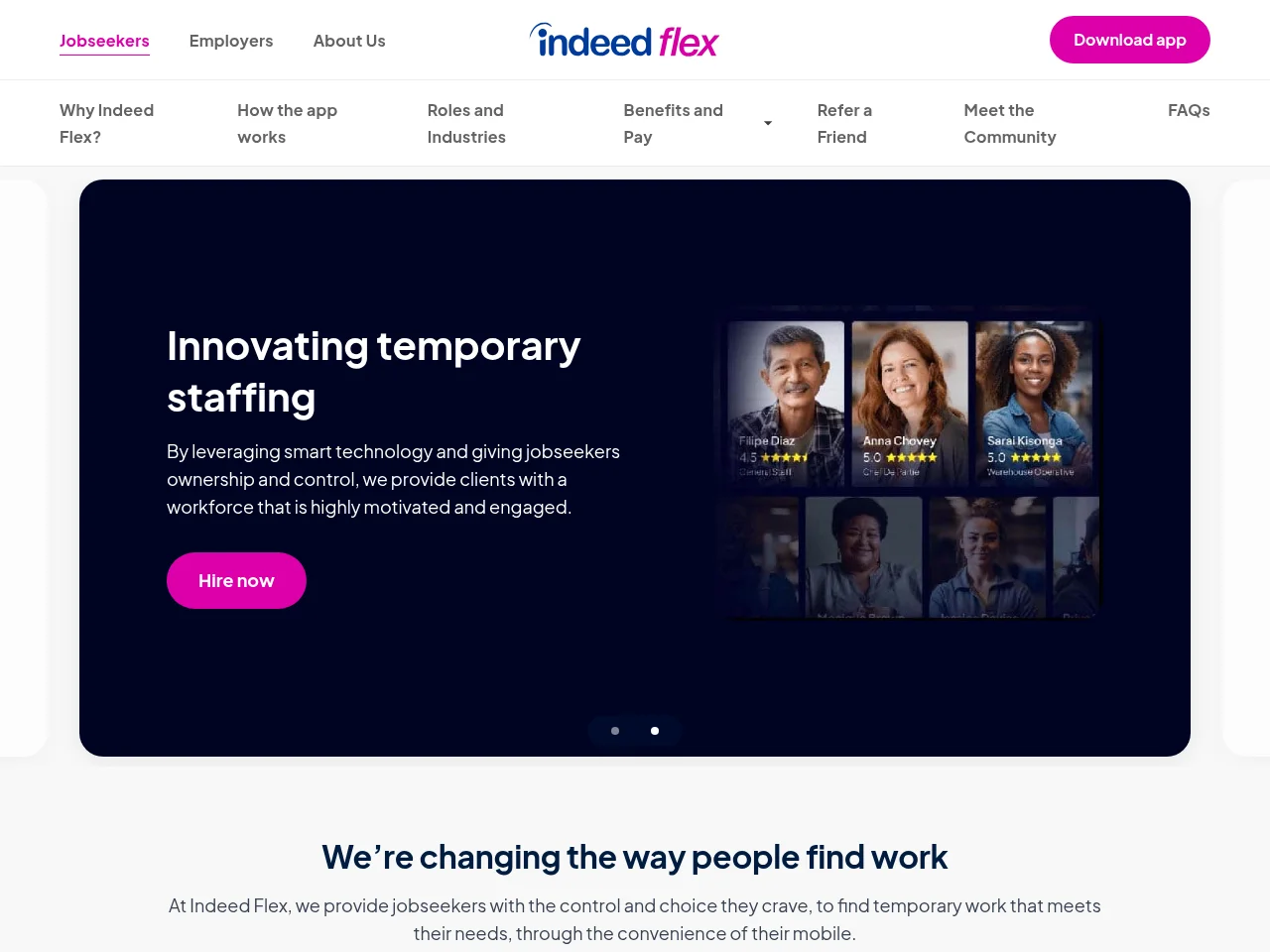 Indeed Flex UK website screenshot