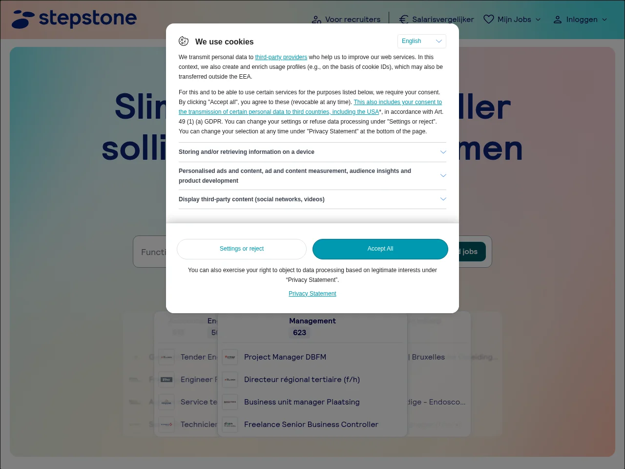 Stepstone website screenshot