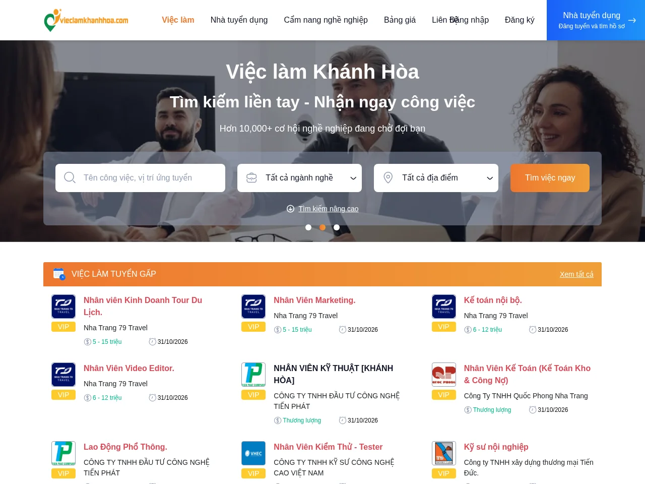 Việc làm Khánh Hòa website screenshot