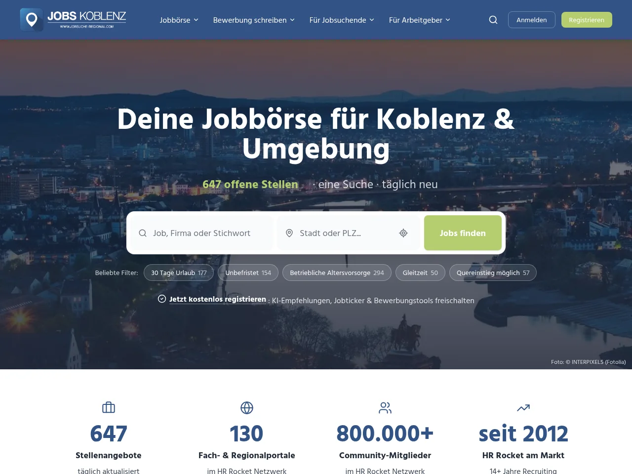 Jobs Koblenz website screenshot