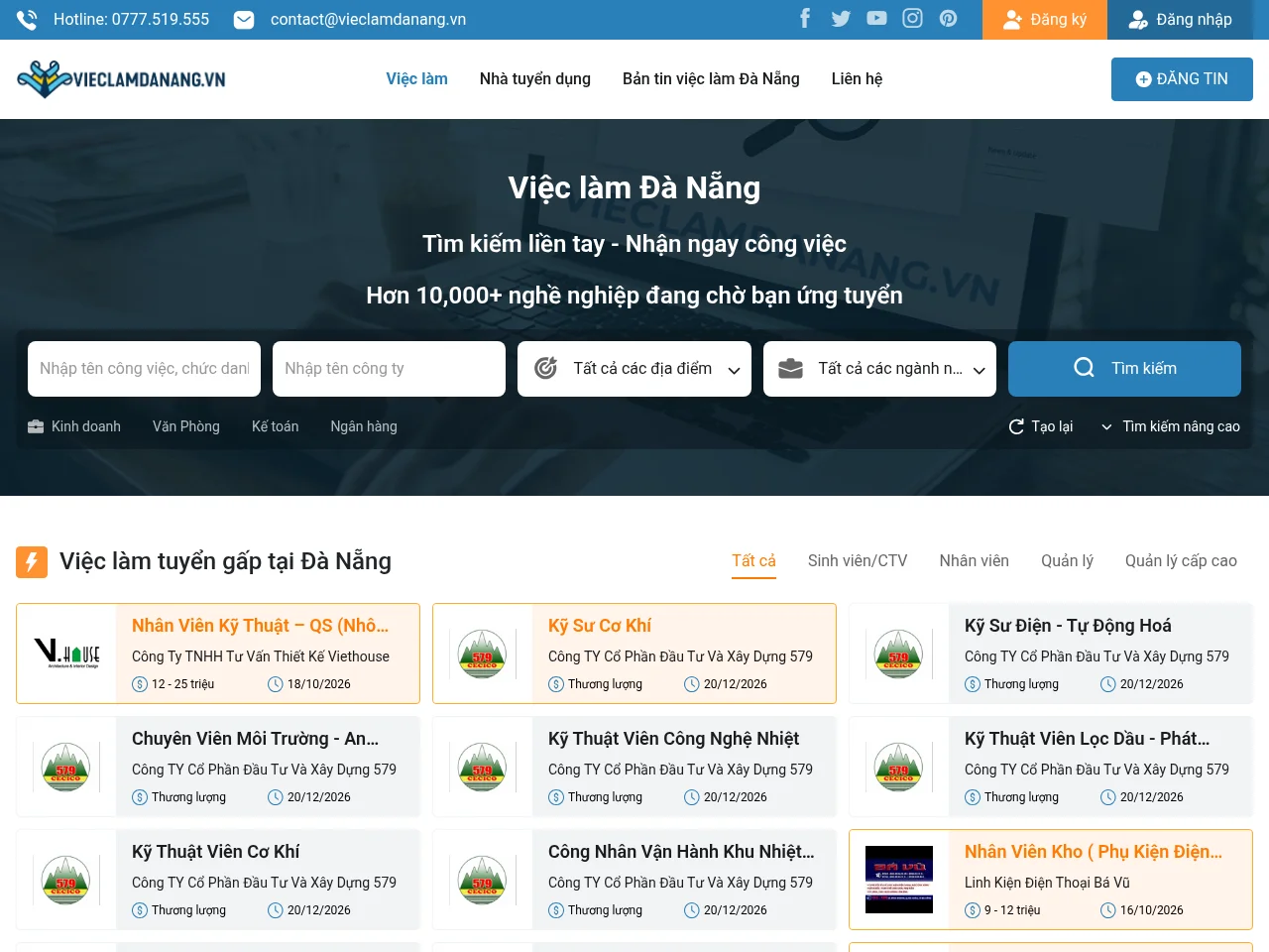 Vieclamdanang website screenshot