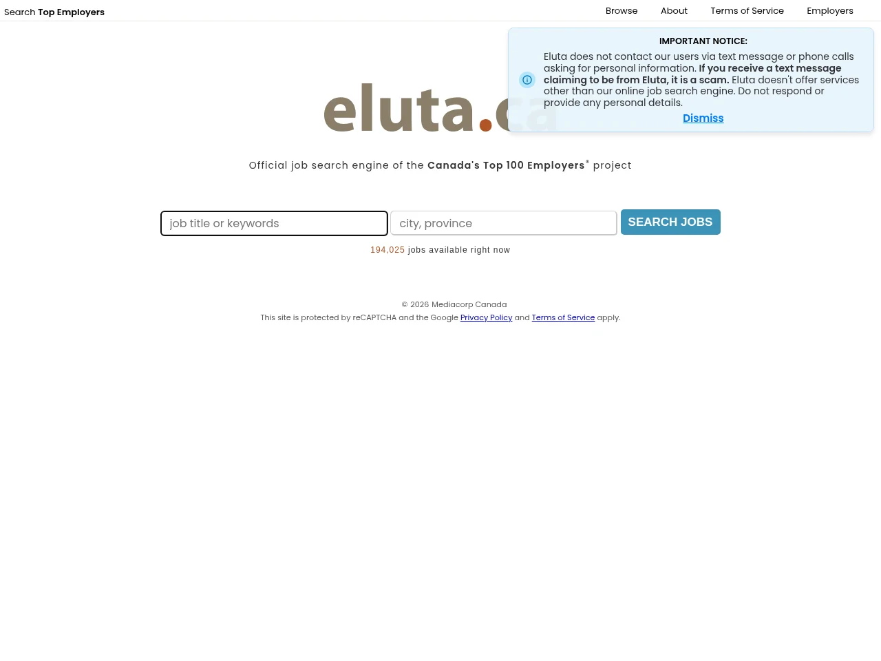 Eluta website screenshot