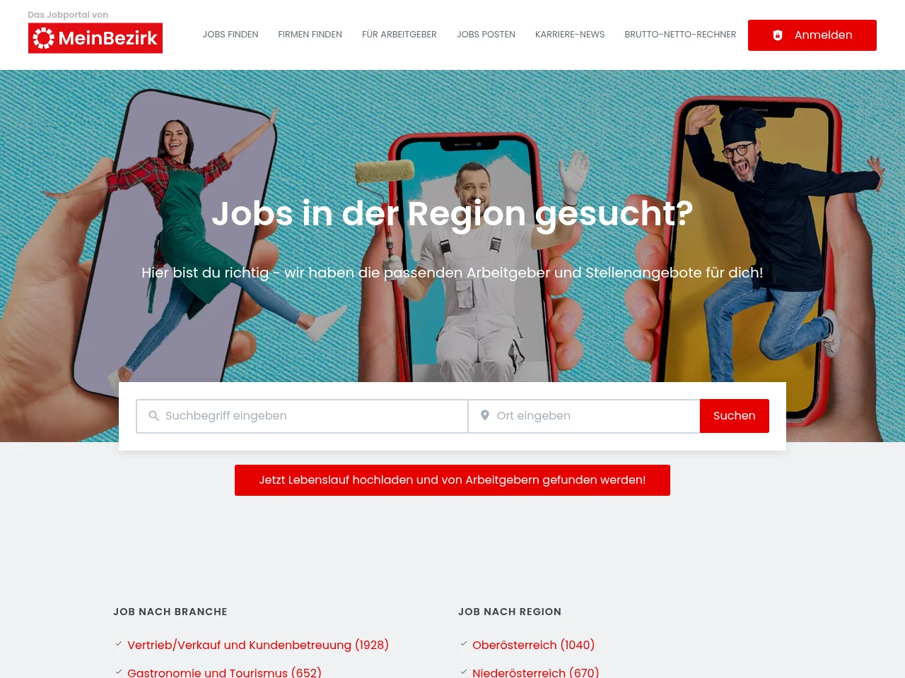 MeinBezirk/Jobs website screenshot