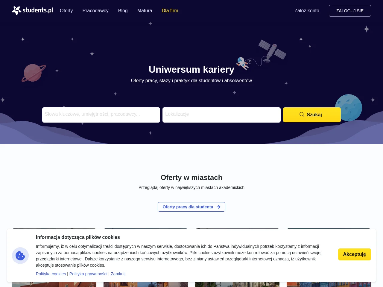 Students website screenshot