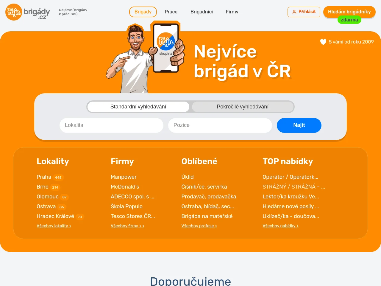 Fajn-brigady website screenshot