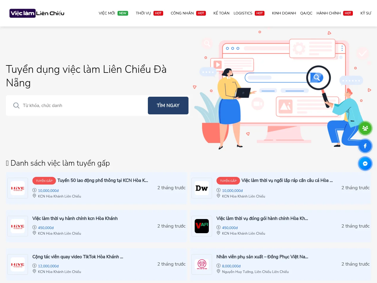 ViecLamLienChieu website screenshot