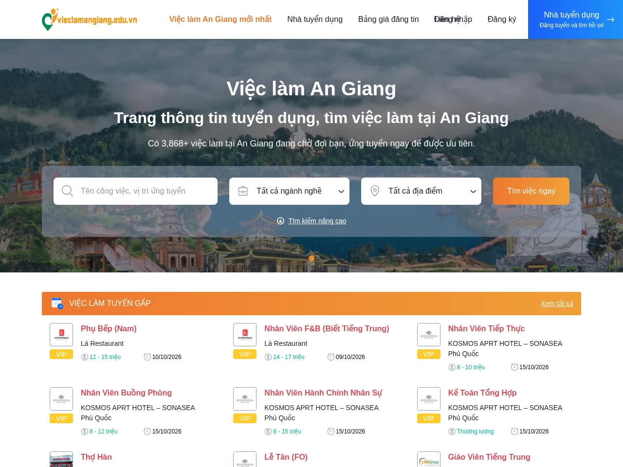 vieclamangiang website screenshot