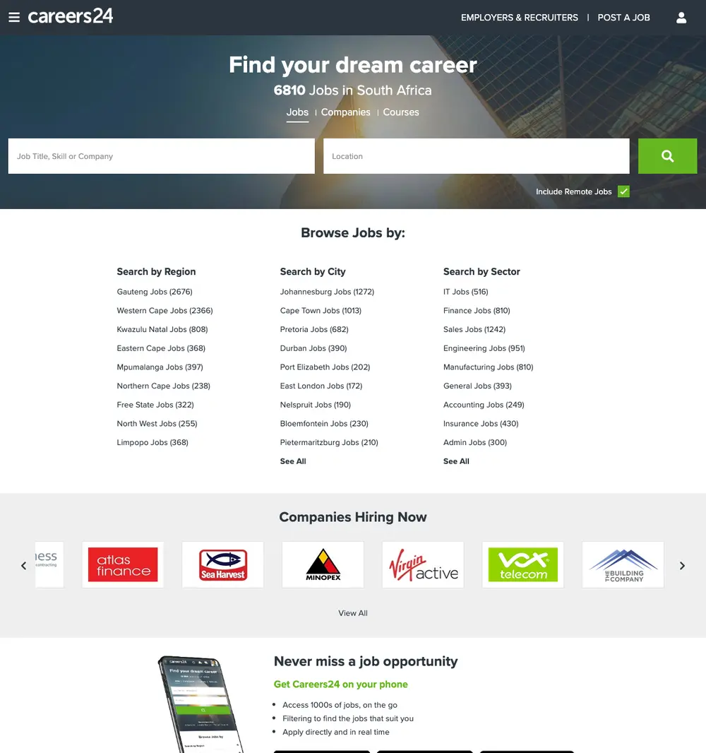 Careers24 website screenshot