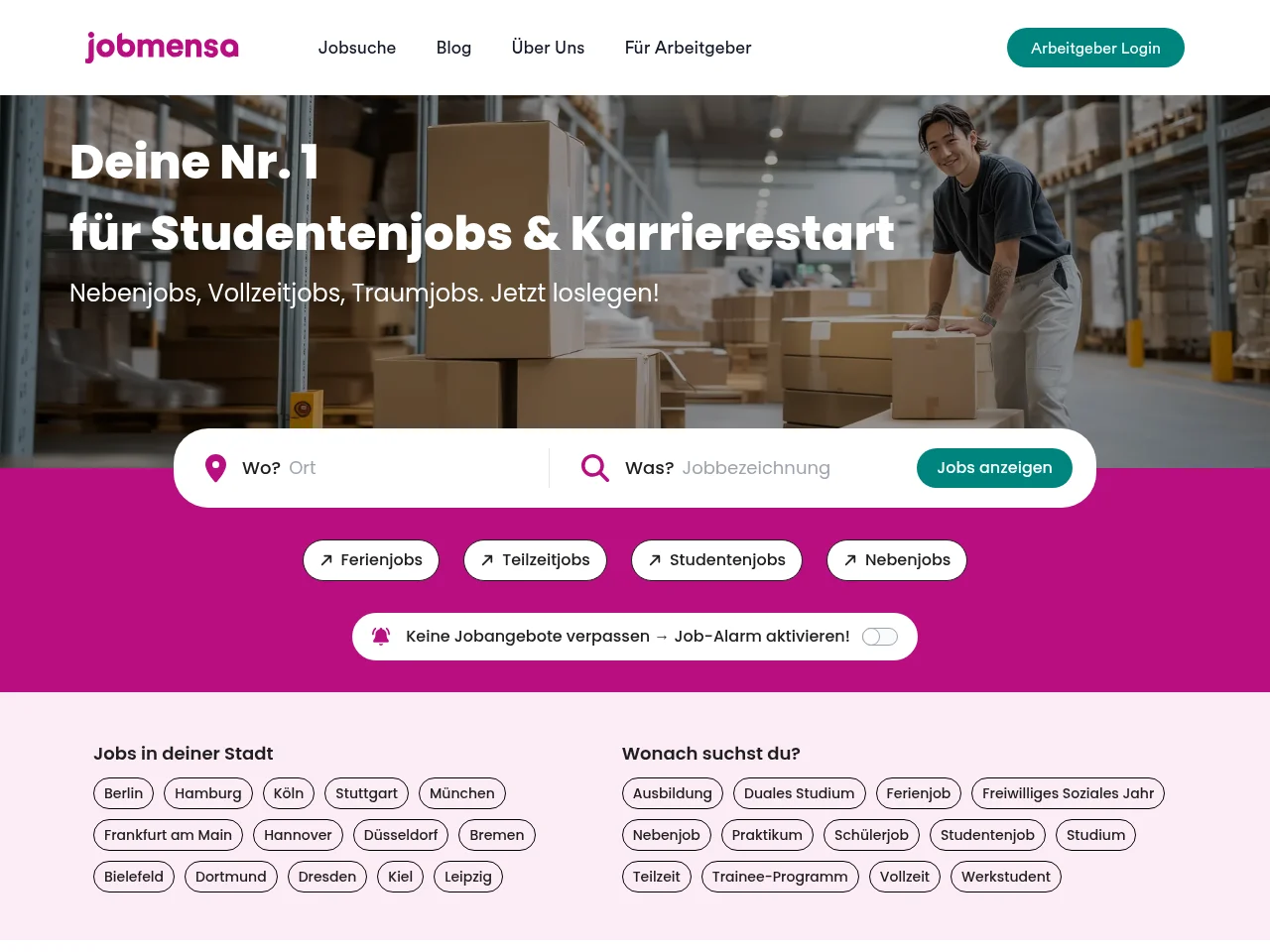 jobmensa website screenshot