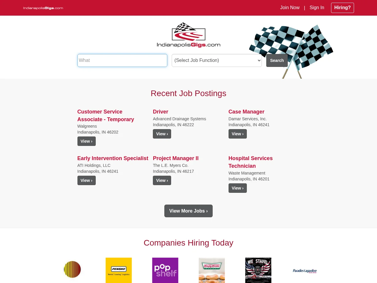 IndianapolisGigs website screenshot