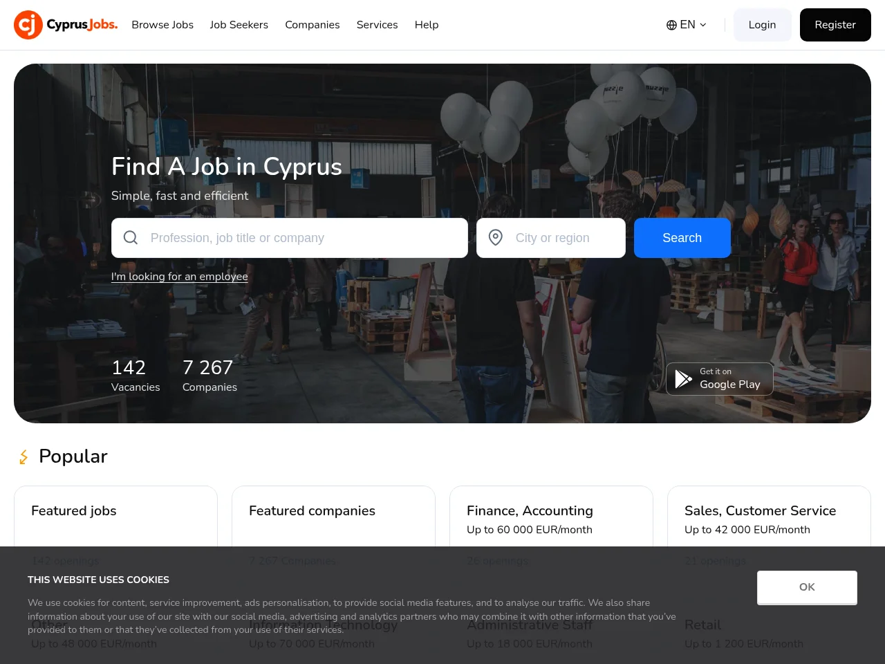 Cyprus Jobs website screenshot