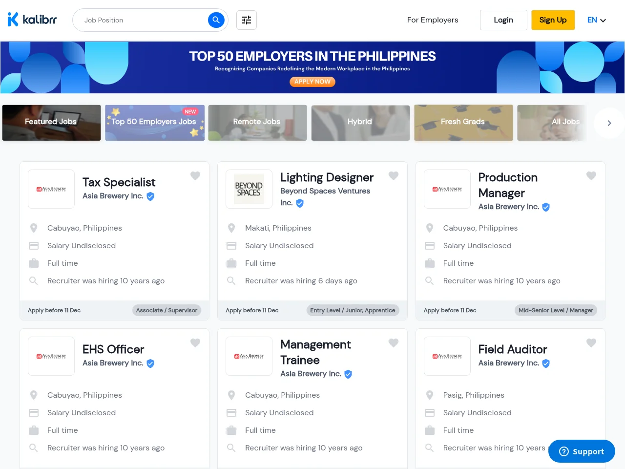 Kalibrr website screenshot