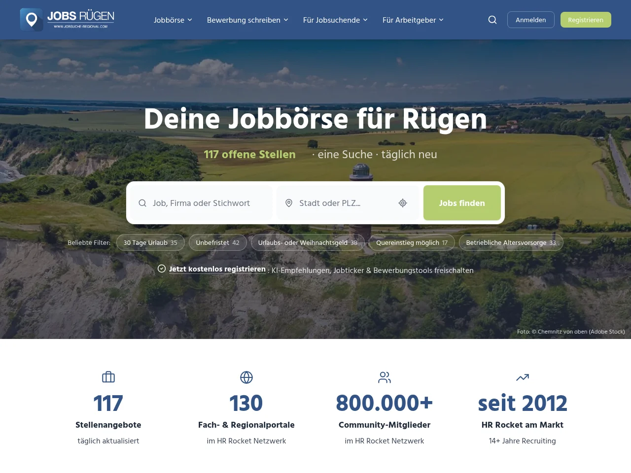 Jobs Rügen website screenshot