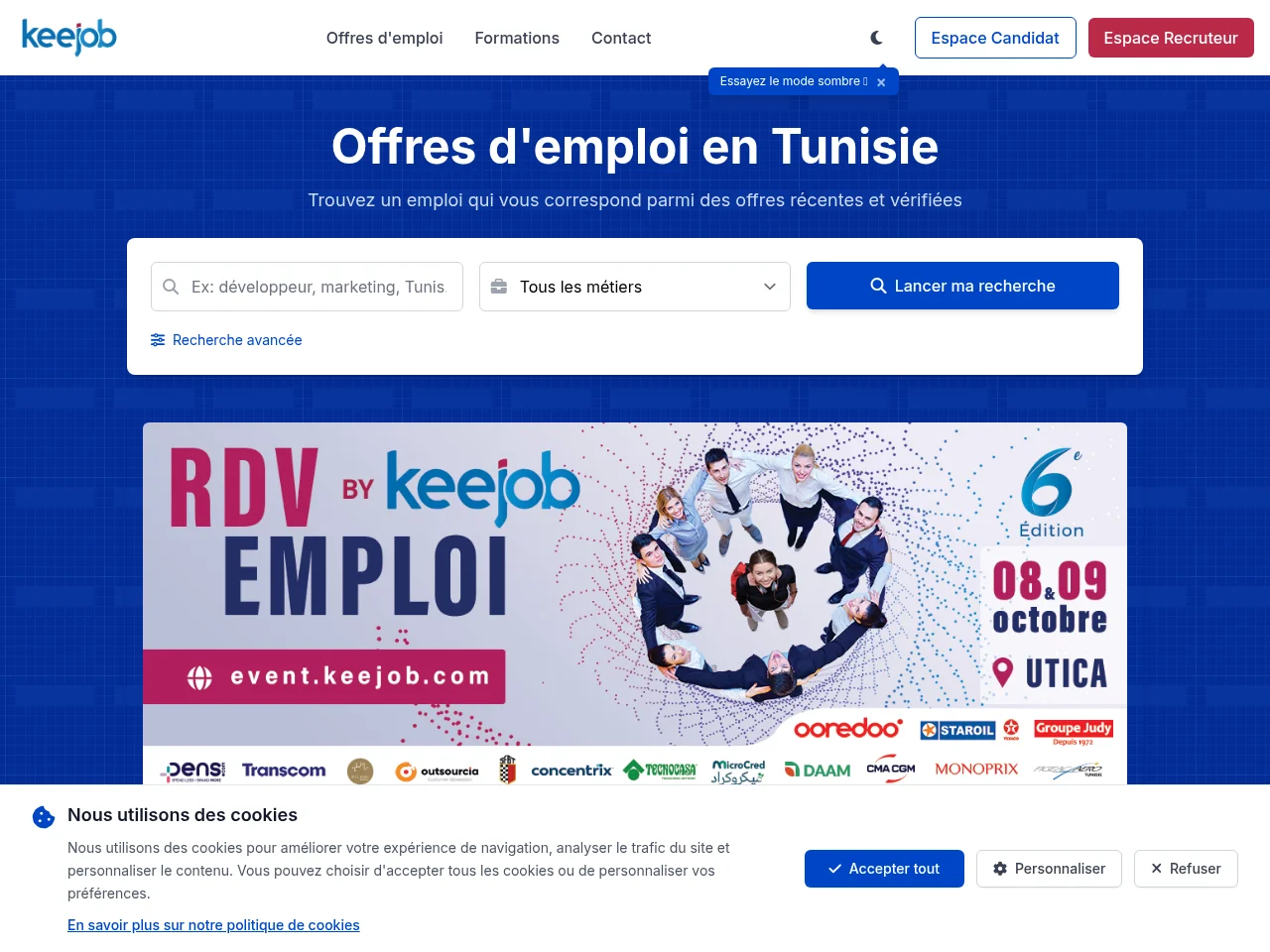 Keejob website screenshot