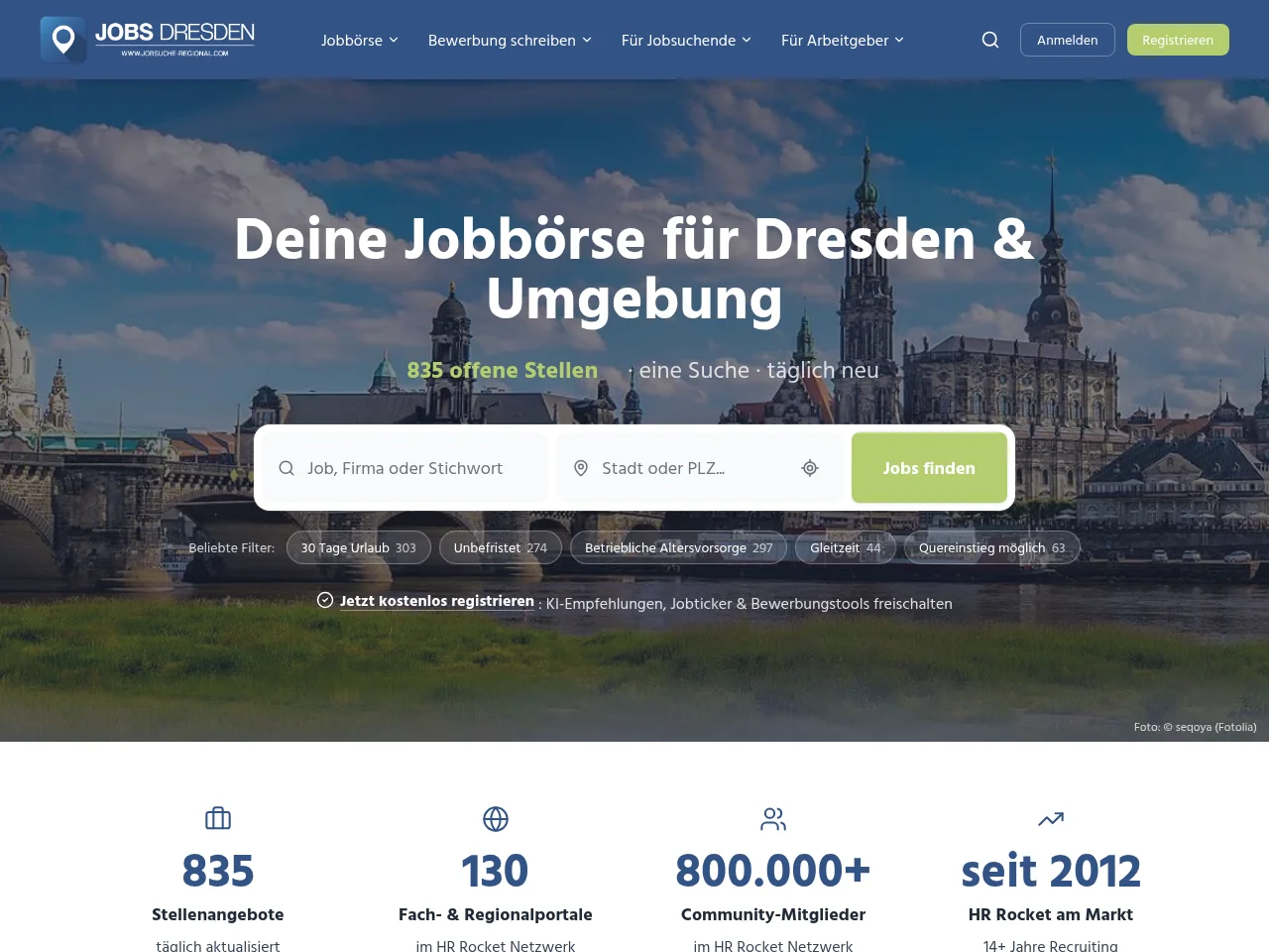 Jobs Dresden website screenshot