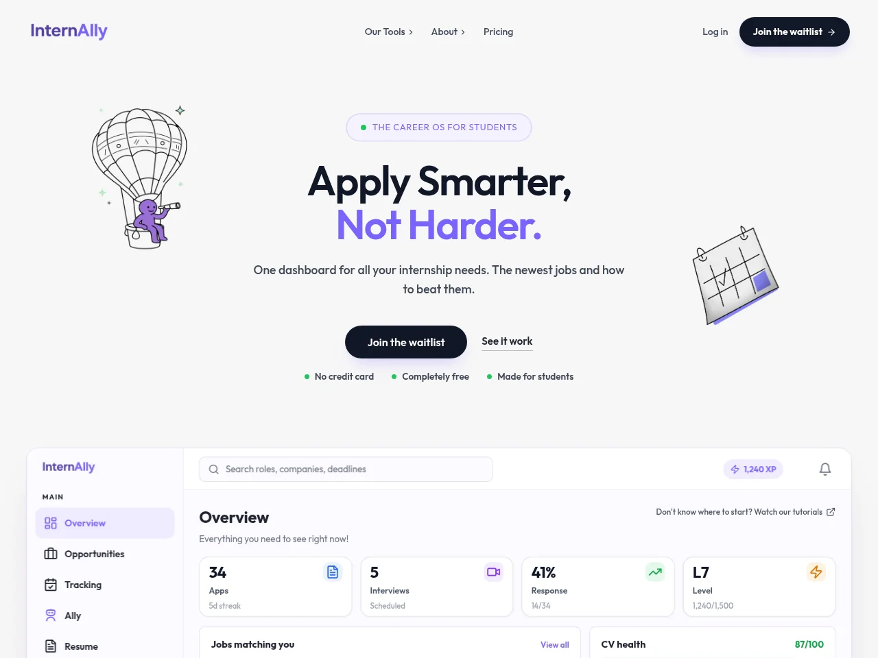 InternAlly website screenshot