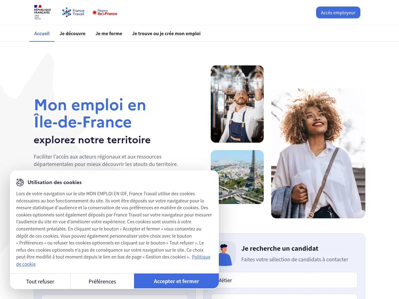 Mon emploi en Île-de-France website screenshot