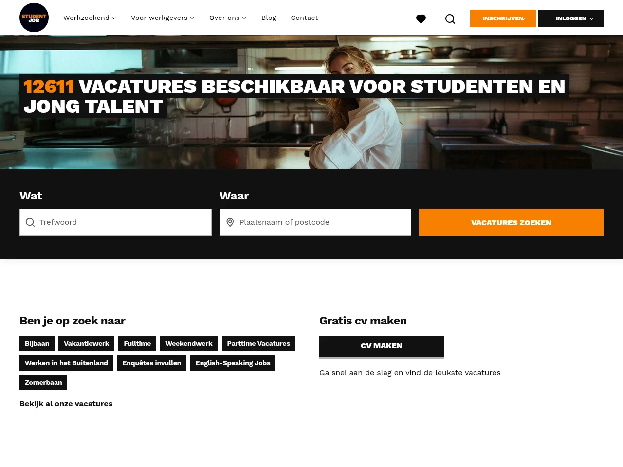 StudentJob website screenshot