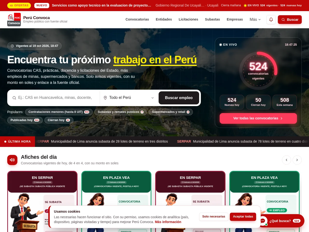 Perú Convoca website screenshot