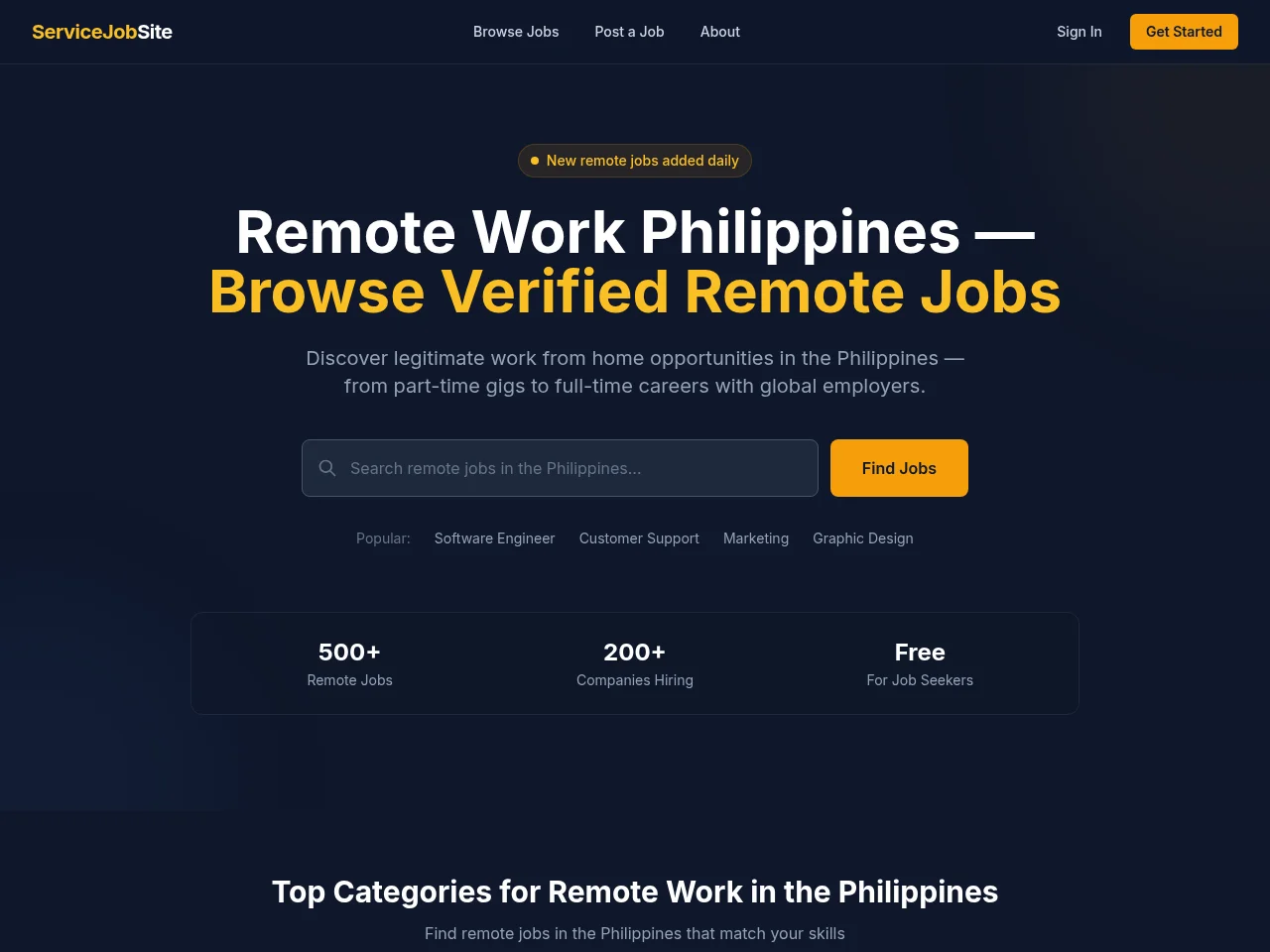 ServiceJobSite website screenshot