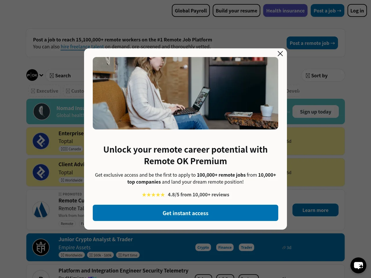 Remote OK website screenshot