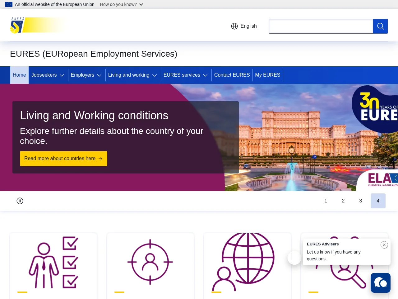 EURES website screenshot