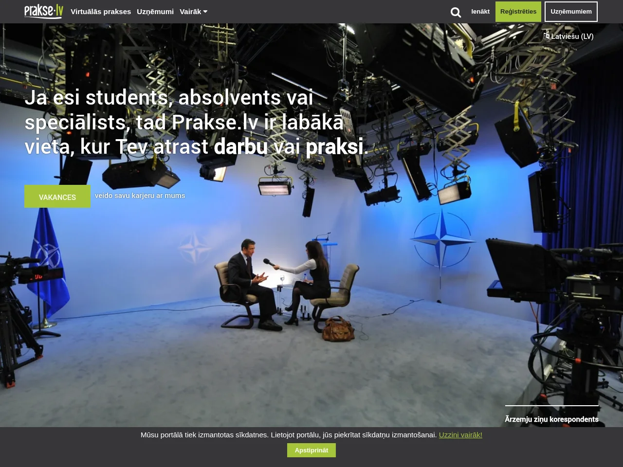 Prakse website screenshot