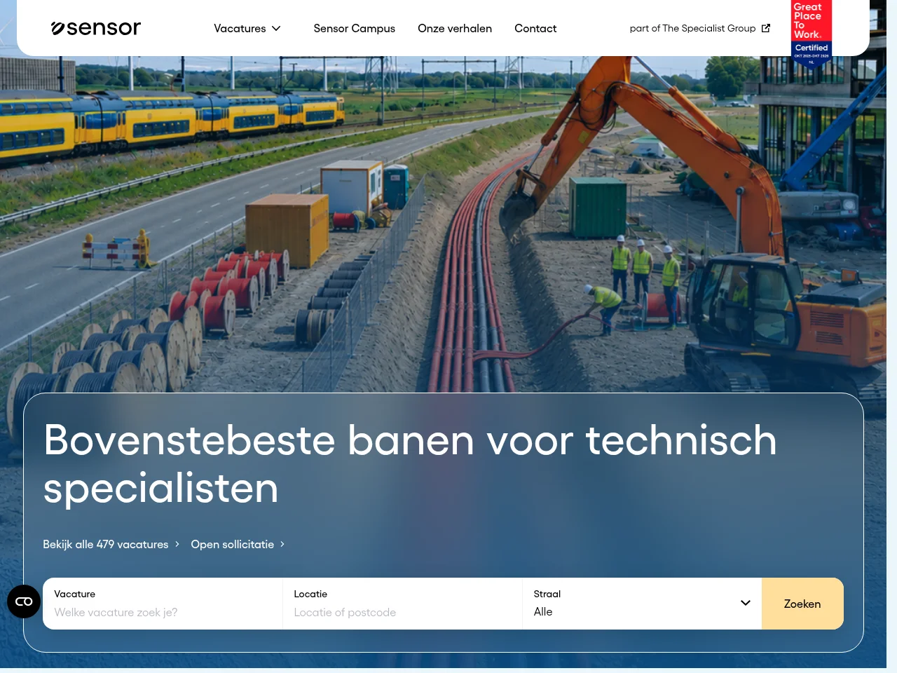 Sensor website screenshot