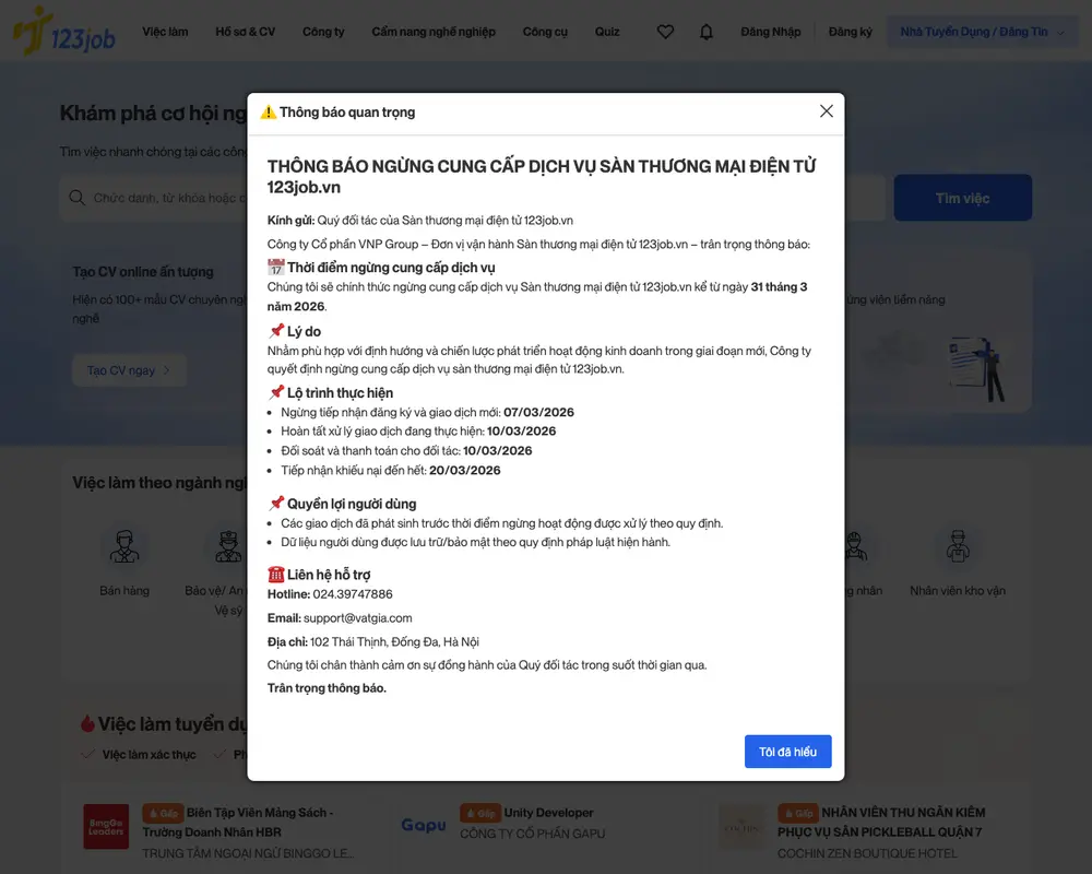 123job job board platform screenshot showing job search interface