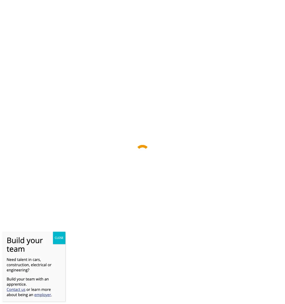 1300apprentice job board platform screenshot showing job search interface