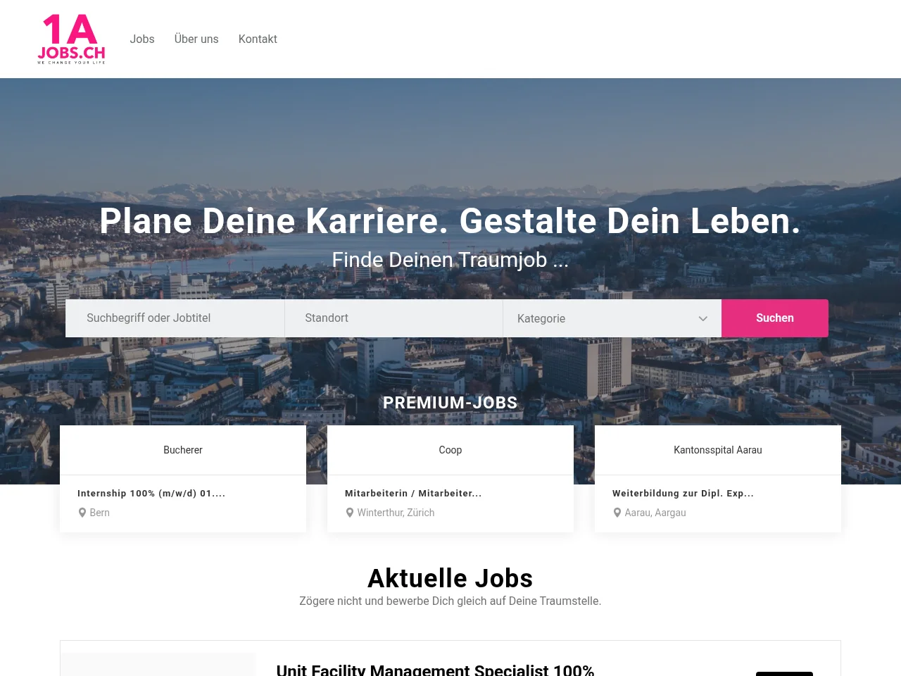 1ajobs job board platform screenshot showing job search interface