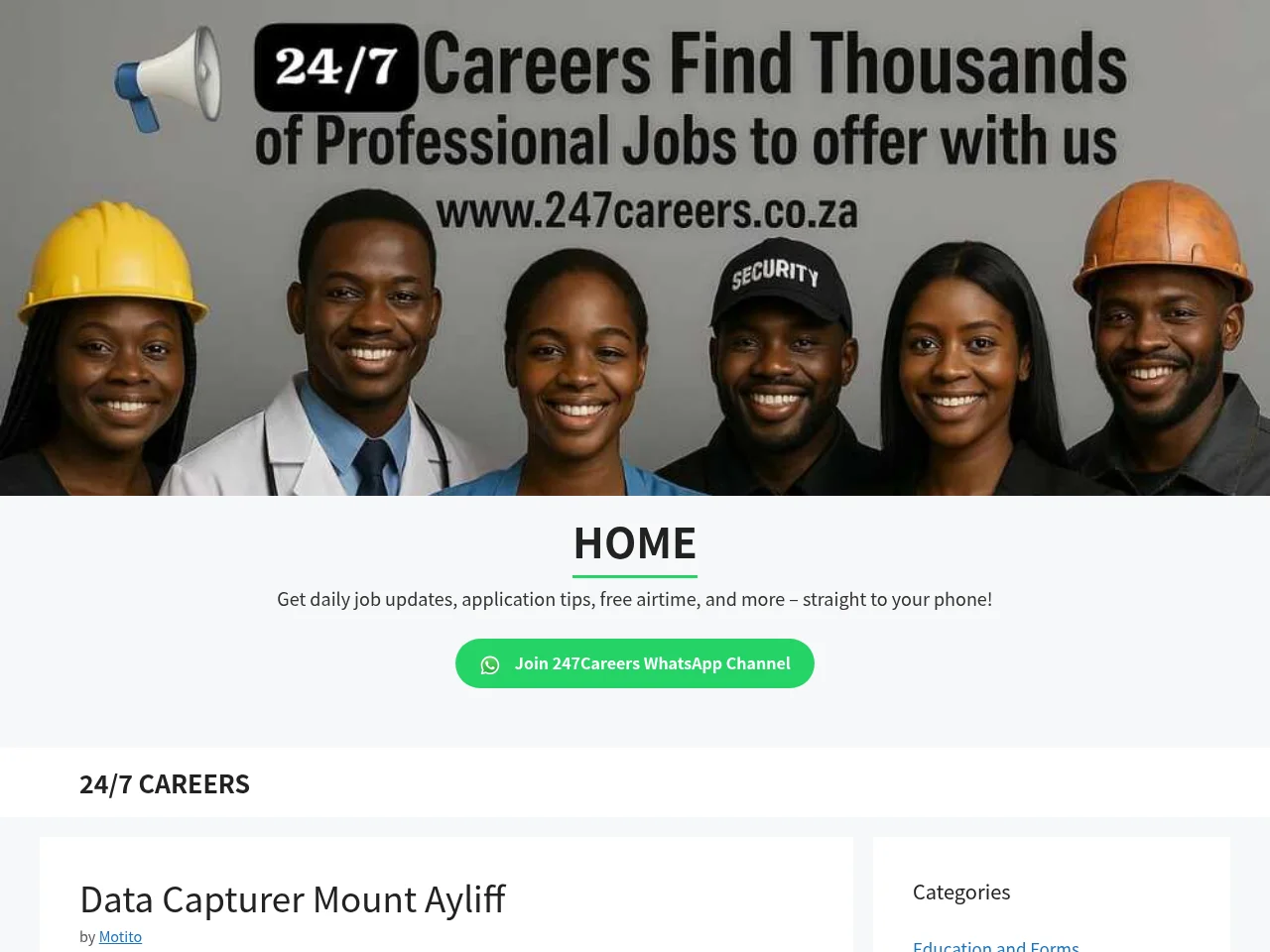 24/7 CAREERS screenshot 24/7 CAREERS job board platform screenshot showing job search interface