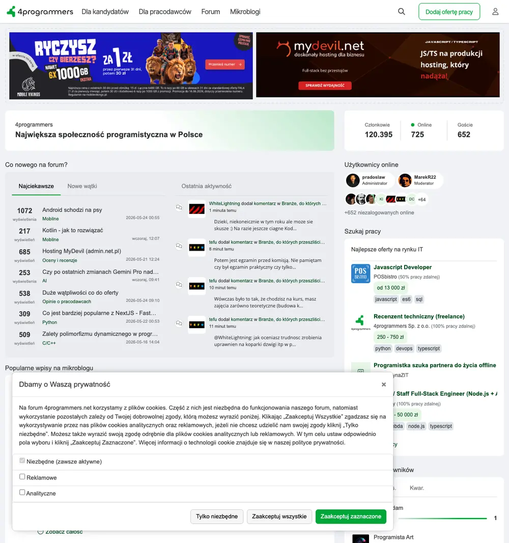 4programmers.net job board platform screenshot showing job search interface