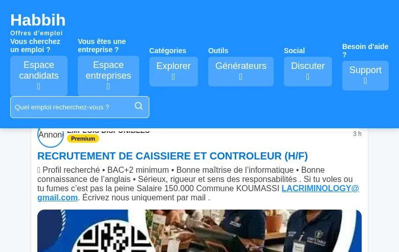 Habbih screenshot Habbih job board platform screenshot showing job search interface